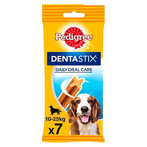 Pedigree DentaStix Daily Oral Care Zahnpflegesnack für mittelgroße Hunde – Hundeleckerli mit Huhn- & Rindgeschmack für jeden Tag – 70 Sticks (10 x 7 Stück) von PEDIGREE