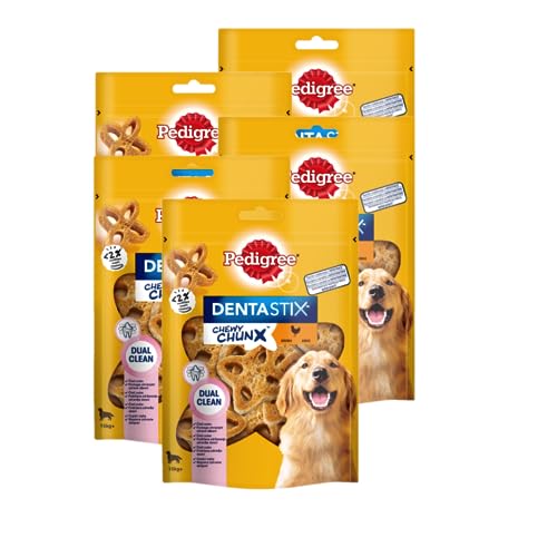 Pedigree Dentastix ChewyChunx Maxi Chicken (5 x 68g) Leckerlis für Hunde mit Hühnchen- oder Rindfleischgeschmack, die zur Reinigung der Zähne beitragen von PEDIGREE