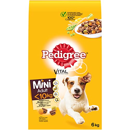 Pedigree Hundefutter Trockenfutter Adult für kleine Hunde <10 kg mit Huhn und Gemüse, 1 Beutel (1 x 6 kg) von PEDIGREE