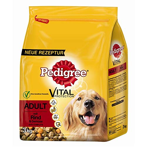 Pedigree Hundefutter Trockenfutter Vital Protection Adult Rind & Gemüse 1 Beutel (1x 3kg) von PEDIGREE