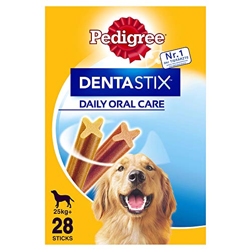 Pedigree Hundesnacks Hundeleckerli Dentastix Maxi Tägliche Zahnpflege für große Hunde >25kg, 28 Sticks (1 x 28 Sticks) von PEDIGREE