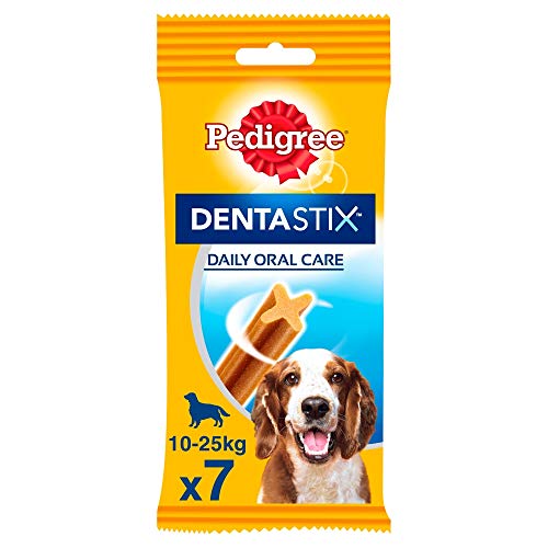 Pedigree Hundesnacks Hundeleckerli Dentastix Medium Tägliche Zahnpflege für mittelgroße Hunde 10-25kg, 70 Sticks (10 x 7 Sticks) von PEDIGREE