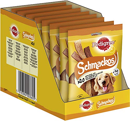 Pedigree Hundesnacks Hundeleckerli Schmackos mit Huhn, 180 Stück (9 x 20 Stück) von PEDIGREE