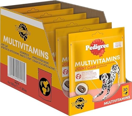 PEDIGREE Hundesnacks Multivitamins Gelenke - Supplements zur Unterstützung gesunder Gelenke 180 weiche Hundeleckerlis (6 x 180 g) von PEDIGREE