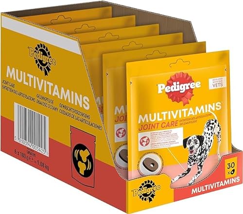 PEDIGREE Hundesnacks Multivitamins Gelenke - Supplements zur Unterstützung gesunder Gelenke 180 weiche Hundeleckerlis (6 x 180 g) von PEDIGREE