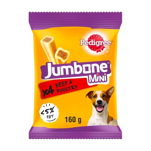 Pedigree Jumbone Mini Hundeleckerlis für kleine Hunde, Rind und Geflügel, 4 Kausnacks, 160 g Pedigree Jumbone Mini Hundeleckerlis für kleine Hunde, Rind und Geflügel, 4 Kausnacks, 160 g von Pedigree