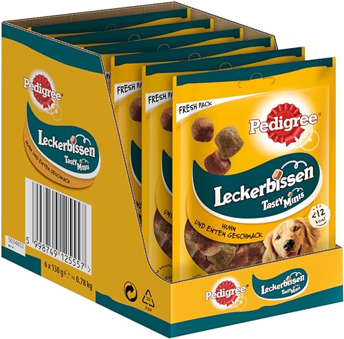 Pedigree Leckerbissen Kau-Happen – Kleine Hundesnacks mit Huhn – Ideal für das Training oder für zwischendurch – Hunde Treats im Vorratspack 6 x 130g Pedigree Leckerbissen Kau-Happen – Kleine Hundesnacks mit Huhn – Ideal für das Training oder für zwischendurch – Hunde Treats im Vorratspack 6 x 130g von PEDIGREE