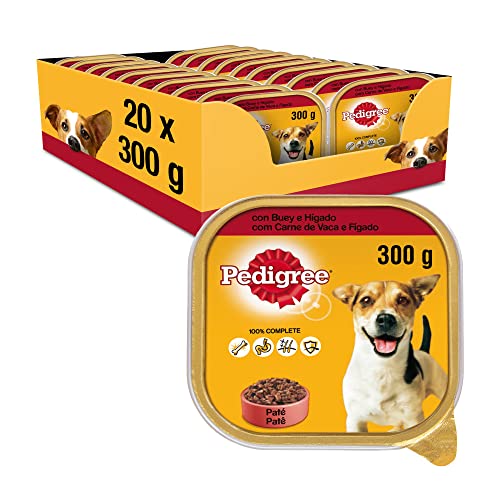 Pedigree Nassfutter für Hunde, Ochsen- und Lebergeschmack in Pastete (Packung mit 20 Dosen x 300 g) von PEDIGREE