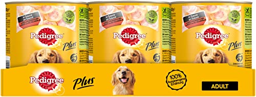 Pedigree Plus Hundefutter Nassfutter mit Markknochen und Rind in Sauce, 12 Dosen (12 x 800g) von PEDIGREE