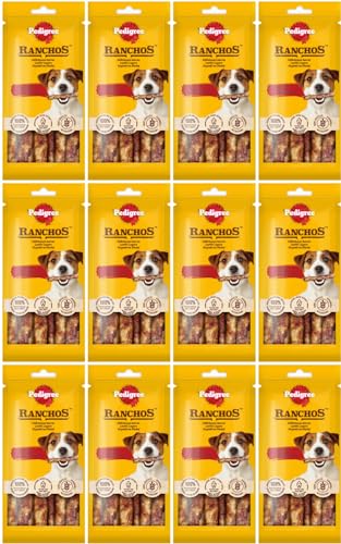 Pedigree Ranchos Kausnacks für Hunde mit Rindfleischgeschmack für längere Haltbarkeit (12 x 40g) von PEDIGREE