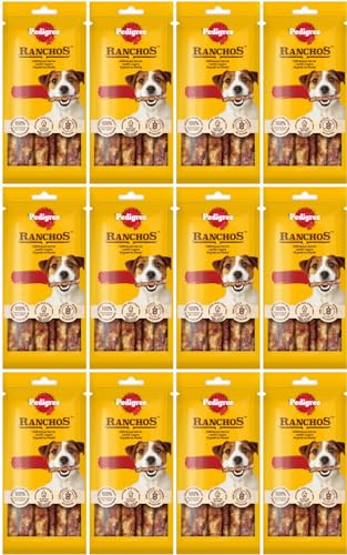 Pedigree Ranchos Kausnacks für Hunde mit Rindfleischgeschmack für längere Haltbarkeit (12 x 40g) von PEDIGREE