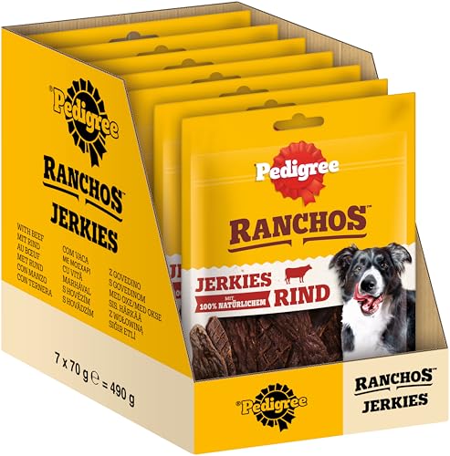 Pedigree Hundesnacks Ranchos Originals, 7er Pack, 7x70g – Weiche Hundeleckerlis mit Rind, schonend getrocknet, ideal für kleine und große Hunde von PEDIGREE