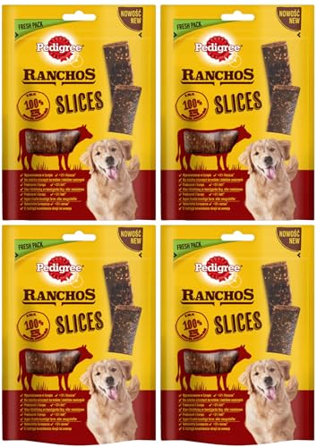 Pedigree Ranchos Slices Leckerbissen für Erwachsene Hunde Aller Rassen mit Rindfleisch (4 x 60g) von PEDIGREE