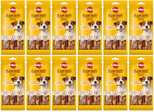 Pedigree Ranchos chew for Longer getreidefreier Leckerbissen für Erwachsene Hunde Aller Zeiten mit Huhn und Karotten 12 x 40g von PEDIGREE