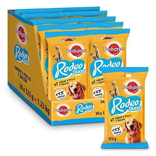 Pedigree Rodeo Ropper Hundesnack Huhn und Bacon, 10 Packungen à 123 g, insgesamt 70 Sticks von Pedigree