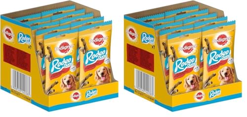 Pedigree Rodeo Snacks - Rind & Käse Leckerli für Hunde, 125g (70 Stück) mit Omega 3 zur Unterstützung des Wohlbefindens (Packung mit 2) von PEDIGREE