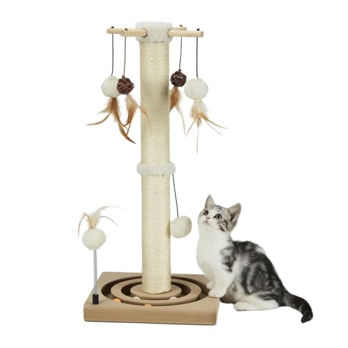 PEEKAB Kratzbaum Sisal Kratzbaum für Indoor Katzen und Kätzchen mit Tracking Ball Interaktives Spielzeug und Hängende Bälle 25 Zoll Beige PEEKAB Kratzbaum Sisal Kratzbaum für Indoor Katzen und Kätzchen mit Tracking Ball Interaktives Spielzeug und Hängende Bälle 25 Zoll Beige von PEEKAB