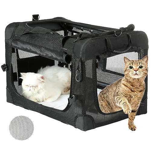PEEPOWL Katzentragetasche, Allseitige Netz-Haustier-Tragetasche mit großer Belüftung, weiche große Katzentrage-Anzug für 2 Katzen, Auto-Reisen, 61 x 40,6 cm von PEEPOWL