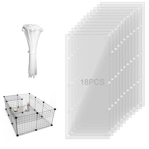PEFAVPRO 18 Stück Haustierkäfig Einlagen, Käfig-Urin-Schutz, 35x12 cm Haustierkäfig-Einlage mit 180 Stück Kabelbindern für Kaninchen, Meerschweinchen von PEFAVPRO