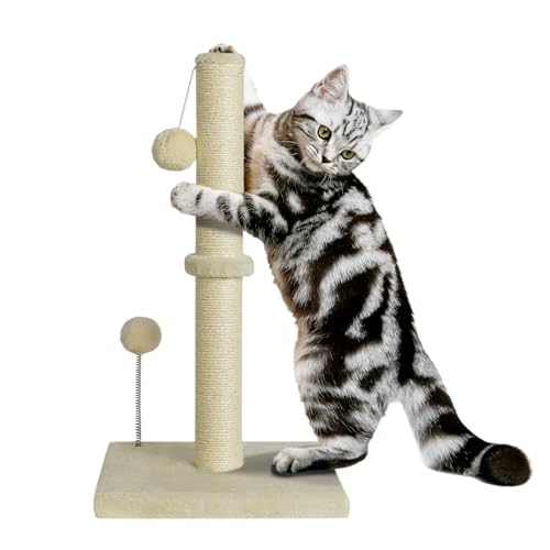 Pefuny Katzenkratzbäume Sisal-Kratzbäume mit hängendem Ball für Indoor-Katzenkratzer (55,9 cm, Beige) von PEFUNY