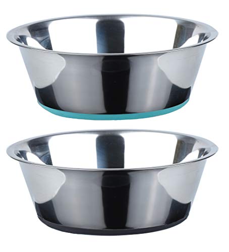 PEGGY11 Tiefer Hundenapf aus Edelstahl mit rutschfestem Silikon, 2er Pack, 720ML, Futternapf und Trinknapf für Grosse, mittelgroße und kleine Hunde,Dog Bowl von PEGGY11