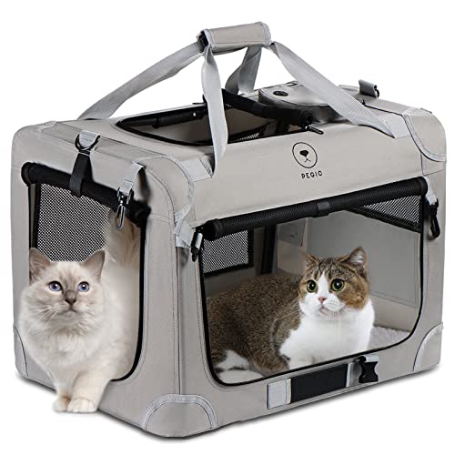 PEGIC Tragetasche für Katzen, extra groß, weich, faltbar, 3 Türen, faltbar, belüftet, komfortables Design, tragbares Fahrzeug für Reisen, Innen- und Außenbereich, für Hunde und 2 Katzen von PEGIC