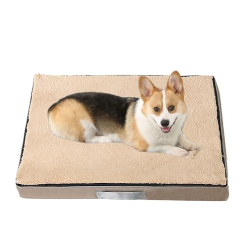 Hundebetten Extra Groß, WaschbarKatze Hundekissen, Weiches Flauschiges Hundekissen, Kausicheres Haustierbett xxl, Hundekatzenbett Mit Abnehmbarem Bezug Und Rutschfestem Boden (L-90x70cm,Beige) von PEIHUODAN