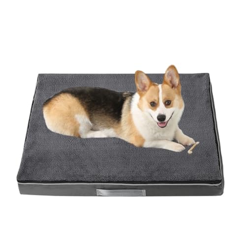 Hundebetten Extra Groß, WaschbarKatze Hundekissen, Weiches Flauschiges Hundekissen, Kausicheres Haustierbett xxl, Hundekatzenbett Mit Abnehmbarem Bezug Und Rutschfestem Boden (L-90x70cm,Gris) von PEIHUODAN