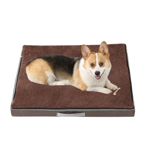 Hundebetten Extra Groß, WaschbarKatze Hundekissen, Weiches Flauschiges Hundekissen, Kausicheres Haustierbett xxl, Hundekatzenbett Mit Abnehmbarem Bezug Und Rutschfestem Boden (S-50x40cm,Marron) von PEIHUODAN