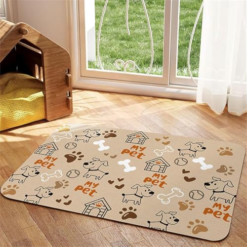 Napfunterlage Hund - rutschfeste Futtermatte mit Cartoon Druck, Saugfähige Silikonmatte für Hundenapf, Leicht zu Reinigen, Ideal für Hunde und Katzen (Pattern 1,30x40cm) von PEIHUODAN