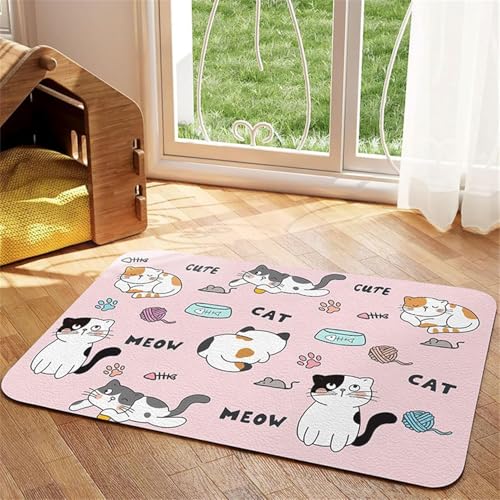 Napfunterlage Hund - rutschfeste Futtermatte mit Cartoon Druck, Saugfähige Silikonmatte für Hundenapf, Leicht zu Reinigen, Ideal für Hunde und Katzen (Pattern 3,50x80cm) von PEIHUODAN