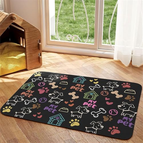 Napfunterlage Hund - rutschfeste Futtermatte mit Cartoon Druck, Saugfähige Silikonmatte für Hundenapf, Leicht zu Reinigen, Ideal für Hunde und Katzen (Pattern 5,50x80cm) von PEIHUODAN