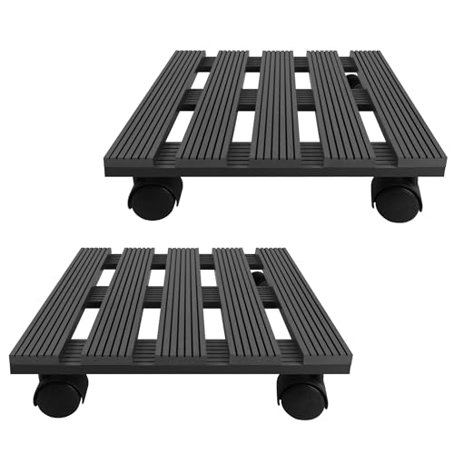 PEILU 2X Pflanzenroller Outdoor 30x30cm Pflanzen Untersetzer mit 360° Drehbare Rollen Blumen Rollbrett bis 100KG Gefäßroller für Sonnenschirmständer, Mülleimer, Regentonne, Pflanzentopf (Anthrazit) PEILU 2X Pflanzenroller Outdoor 30x30cm Pflanzen Untersetzer mit 360° Drehbare Rollen Blumen Rollbrett bis 100KG Gefäßroller für Sonnenschirmständer, Mülleimer, Regentonne, Pflanzentopf (Anthrazit) von PEILU