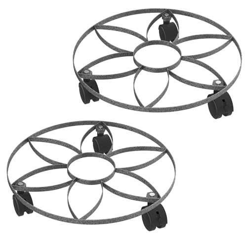 PEILU Pflanzenroller Outdoor Ø32cm Rund Pflanzen Untersetzer mit 360° Drehbare Rollen Blumen Rollbrett bis 150KG Gefäßroller für Sonnenschirmständer, Mülleimer, Regentonne, Pflanzentopf (Type C) von PEILU