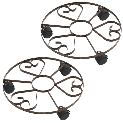 PEILU Pflanzenroller Outdoor Ø32cm Rund Pflanzen Untersetzer mit 360° Drehbare Rollen Blumen Rollbrett bis 150KG Gefäßroller für Sonnenschirmständer, Mülleimer, Regentonne, Pflanzentopf (Type D) von PEILU