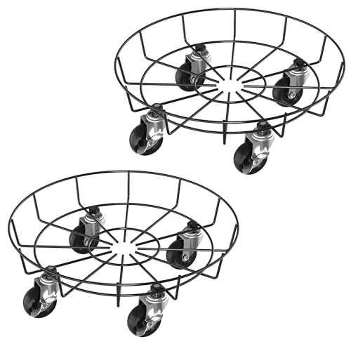 PEILU Pflanzenroller Outdoor Ø33cm Rund Pflanzen Untersetzer mit 360° Drehbare Rollen Blumen Rollbrett bis 150KG Gefäßroller für Sonnenschirmständer, Mülleimer, Regentonne, Pflanzentopf (Type B) von PEILU