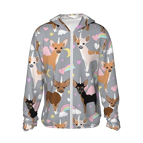 PEIXEN Pink Dog Sonnenschutz Hoodie Jacke Herren Langarm Sonnenshirt Leichtes Damen Sonnenschutz Kleidung, Schwarz, XL von PEIXEN