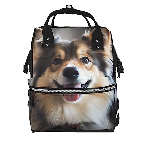 PEIXEN Tier Hund Foto Mumie Tasche Große Kapazität Windel Tote Taschen Muti-Funktion Reiserucksack für Frau, Schwarz, Einheitsgröße von PEIXEN