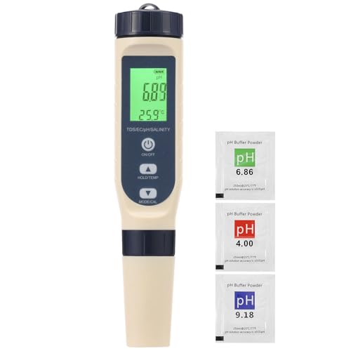 PEIZHIYC 5-in-1 TDS Messgerät, TDS/EC/PH/Temp Messgerät Präzises Digitales PH Messgerät mit Hintergrundbeleuchtung 0-10000ppm Wassertester für Aquarium Pool Trinkwasser Teich Hydroponik PEIZHIYC 5-in-1 TDS Messgerät, TDS/EC/PH/Temp Messgerät Präzises Digitales PH Messgerät mit Hintergrundbeleuchtung 0-10000ppm Wassertester für Aquarium Pool Trinkwasser Teich Hydroponik von PEIZHIYC