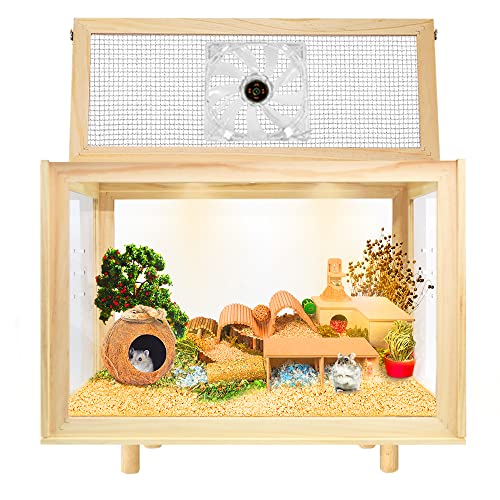 Große Hamsterkäfige – Holz-Hamstermäuse und Ratten-Lebensraum mit Ventilator, Kleintierkäfige für Kaninchen, Meerschweinchen mit wasserdichter Bodenplatte Große Hamsterkäfige – Holz-Hamstermäuse und Ratten-Lebensraum mit Ventilator, Kleintierkäfige für Kaninchen, Meerschweinchen mit wasserdichter Bodenplatte von PEJOYT