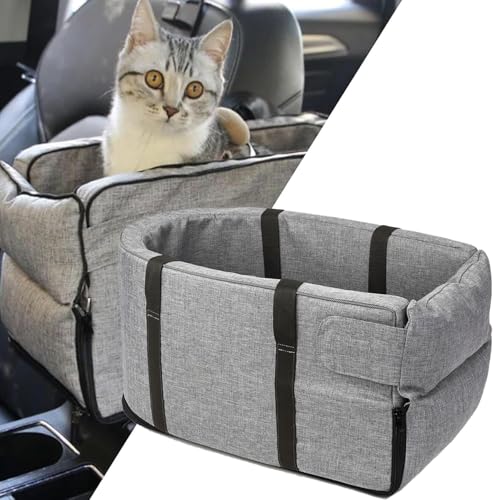 Gentle Paws Auto-Sitzerhöhung für Katzen und kleine Hunde, abnehmbare und waschbare Mittelkonsole von PEKJDS