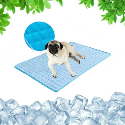 Kühlmatte für Hunde Katzen, Neue Hunde Kühlmatte, Rutschfeste waschbare Faltbare, Keine Notwendigkeit zum Kühlen oder Gefrieren, Großartig für und Katzen im heißen Sommer (Blue, XXL/150*100CM) von PEKJDS