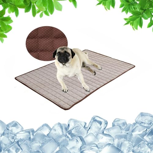 Kühlmatte für Hunde Katzen, Neue Hunde Kühlmatte, Rutschfeste waschbare Faltbare, Keine Notwendigkeit zum Kühlen oder Gefrieren, Großartig für und Katzen im heißen Sommer (Brown, XXL/150*100CM) von PEKJDS