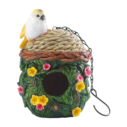 PEKMAR Gartenvogelhaus,Harzblätter Blumen Land Niedliche Vogelhäuschen | Dekoratives Vogelhaus aus Holz für den Garten, dekoratives Vogelhaus für Haustiere im Used-Look, Nistkasten PEKMAR Gartenvogelhaus,Harzblätter Blumen Land Niedliche Vogelhäuschen | Dekoratives Vogelhaus aus Holz für den Garten, dekoratives Vogelhaus für Haustiere im Used-Look, Nistkasten von PEKMAR