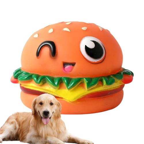 PEKMAR Hundespielzeug Hamburger,Hundespielzeug Hamburger - Kauspielzeug für Hunde - Haustier-Zahnreinigungsspielzeug, interaktives, quietschendes Kauspielzeug für Hunde für das Training zur Linderung von PEKMAR