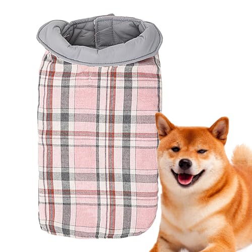 PEKMAR Warmer Hundemantel,Hundewintermantel,Winddichte Hunde-Fleecejacke, wendbar | Karierte Hundejacke im britischen Stil für kaltes Wetter mit Loch für das Geschirr. Winterjacke für Hunde von PEKMAR