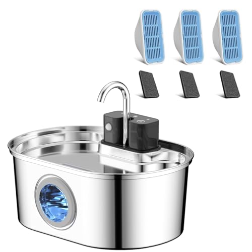 Drahtloser Katzenbrunnen aus Edelstahl: Batteriebetriebener Trinkbrunnen für Innenräume, automatischer Wasserspender mit Bewegungssensor, Ultra-leise Pumpe, Mehrfachfiltration - mit 3 Sätzen Filtern Drahtloser Katzenbrunnen aus Edelstahl: Batteriebetriebener Trinkbrunnen für Innenräume, automatischer Wasserspender mit Bewegungssensor, Ultra-leise Pumpe, Mehrfachfiltration - mit 3 Sätzen Filtern von PEKTACO