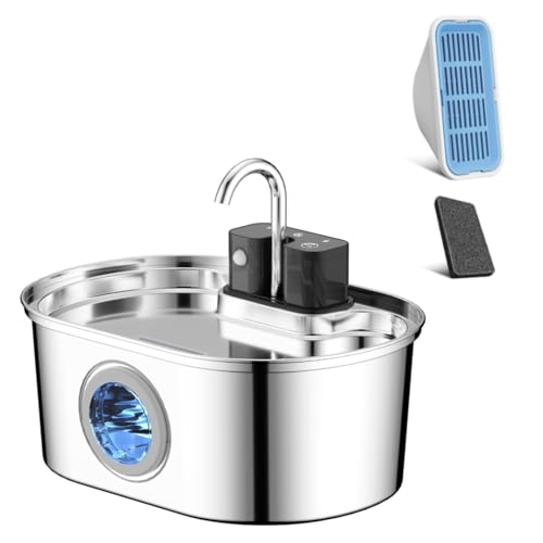 Drahtloser Katzenbrunnen aus Edelstahl: Batteriebetriebener Trinkbrunnen für Innenräume, automatischer Wasserspender mit Bewegungssensor, Ultra-leise Pumpe, Mehrfachfiltration - mit einem Satz Filter Drahtloser Katzenbrunnen aus Edelstahl: Batteriebetriebener Trinkbrunnen für Innenräume, automatischer Wasserspender mit Bewegungssensor, Ultra-leise Pumpe, Mehrfachfiltration - mit einem Satz Filter von PEKTACO