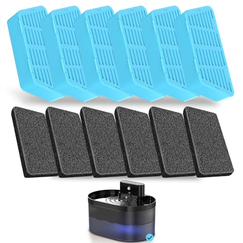 Ersatzfilter für Katzentrinkbrunnen, 2,2 l/74 oz, Ersatzfilter und Schwämme für automatischen Haustiertrinkbrunnen (6er-Pack) von PEKTACO