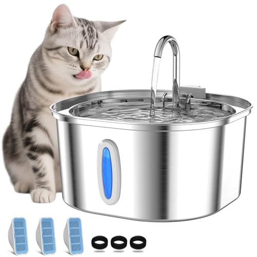 PEKTACO 3.2L Trinkbrunnen für Katze Edelstahl – Katzen Trinkbrunnen mit Sichtfenster, Leiser Betrieb, Haustierbrunnen,3 Filtern + 3 Schwämmen PEKTACO 3.2L Trinkbrunnen für Katze Edelstahl – Katzen Trinkbrunnen mit Sichtfenster, Leiser Betrieb, Haustierbrunnen,3 Filtern + 3 Schwämmen von PEKTACO